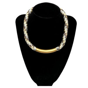 Missoni Necklace Knit and Brass Choker hook clasp 14" Designer